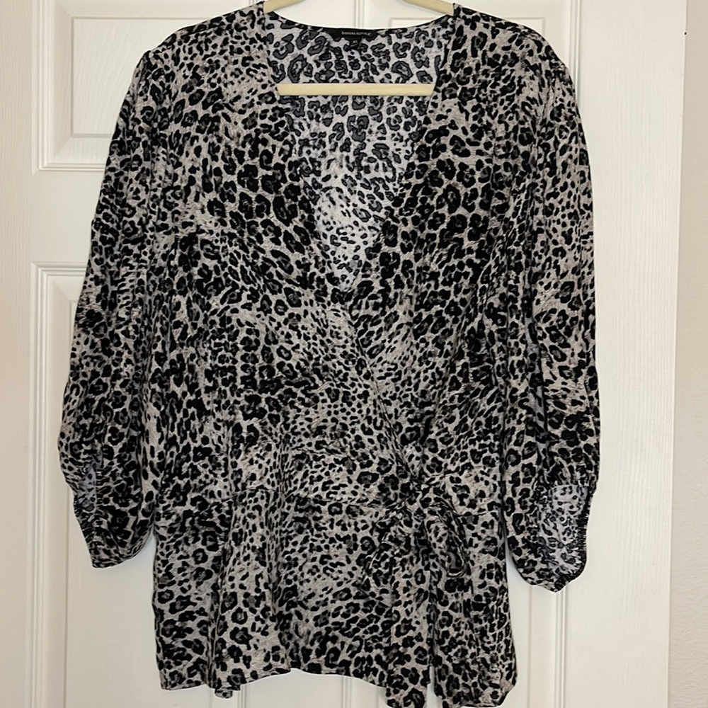 Banana Republic Animal Print Wrap Top w/Peplum